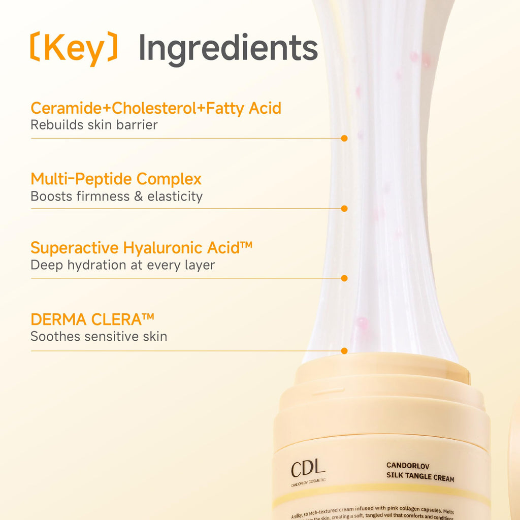 CDL Silk Tangle Collagen Lifting Face Cream - Instant Firming & Plumping for Sagging Skin with Peptides, Ceramide, Deep Hydration with Hyaluronic Acid - Pore Care & Elasticity - Korean Skincare