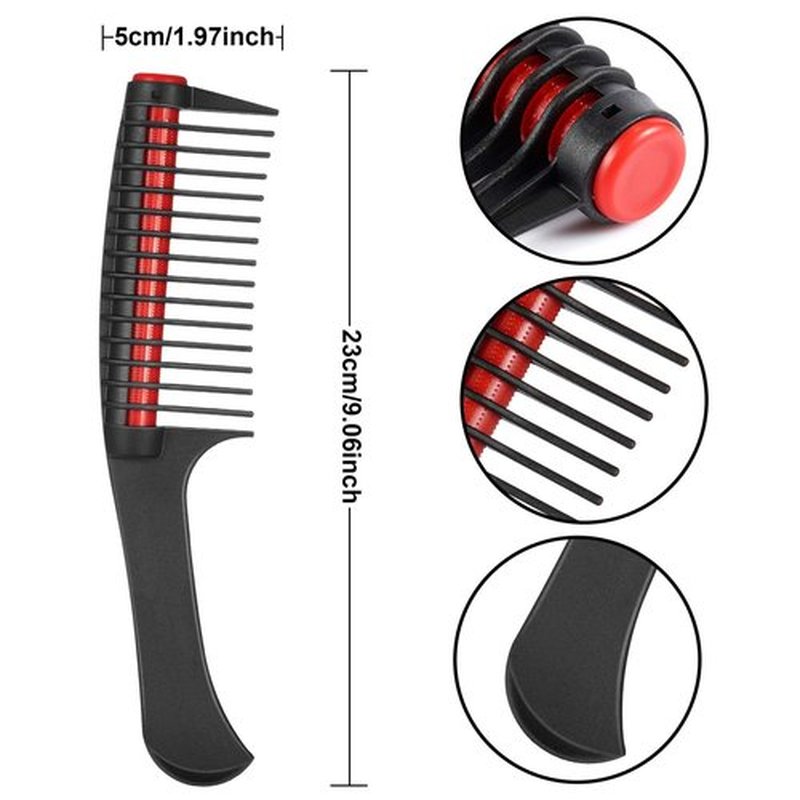 Leinuosen 3 Packs Hair Comb with Roller, Detangling Comb with Roller Integrated Anti Splicing for Salon Barber Hair Dye(Red)