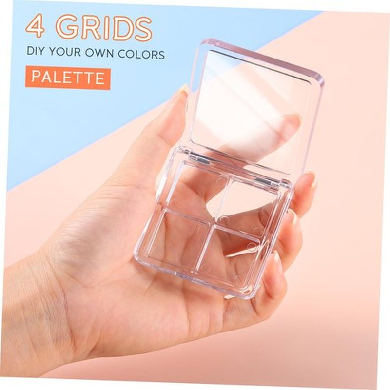 Beaupretty 4 Pieces Empty Eyeshadow Pallet 4 Grids Eye Shadow Lipstick Storage Case Box Clear Makeup DIY Cosmetic Organizer Container