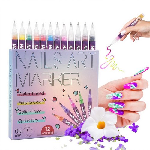 12 Color 3D Nail Art Pens Set, Nail Polish Pens Nail Point Graffiti Dotting Pen Drawing Painting Liner Brush for DIY Nail Art Beauty Adorn Manicure Tools,Valentine's Day gift