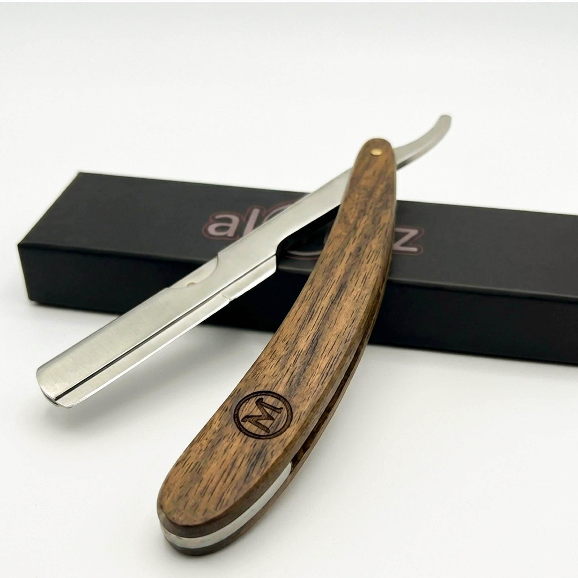Straight Razor for Men Dark Brown Textolite Handle Stainless Steel Barber Razor Manual Shaving Razor Close Shave Folding Straight Edge Razor Durable Blade Arm Grooming Tool 6.00 Inch
