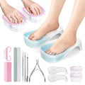 Hand Toe Nail Soaking Bowl: 12PCS Large Size Hand & Foot Nail Soak Off Bowl for Nail Lovers - Acetone Proof Toe Soaking Tray with Manciure Pedicure Tools for Dip Powder Gel Polish Remover(Pink, Clear)