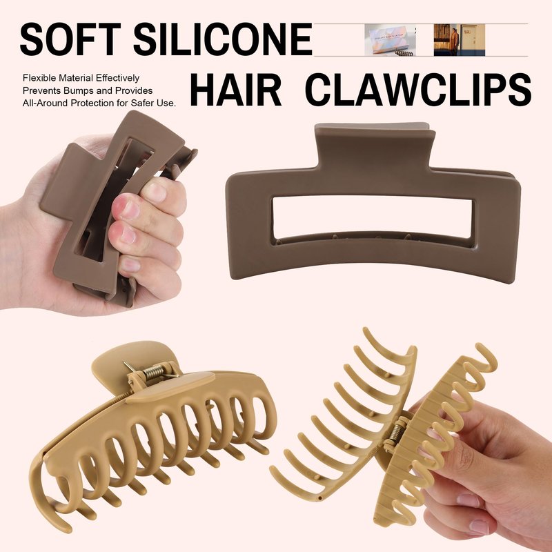 ZZUOMS 6 Pack Cloud Claw Clip for Women, 4" Large TPEE-Silicone Hair Claws, Bendable & Unbreakable Non-Slip Cozy Hair Clip for Thin/Thick/Curly Hair, Flexible & Durable All-Day Comfort Mutil Color 3