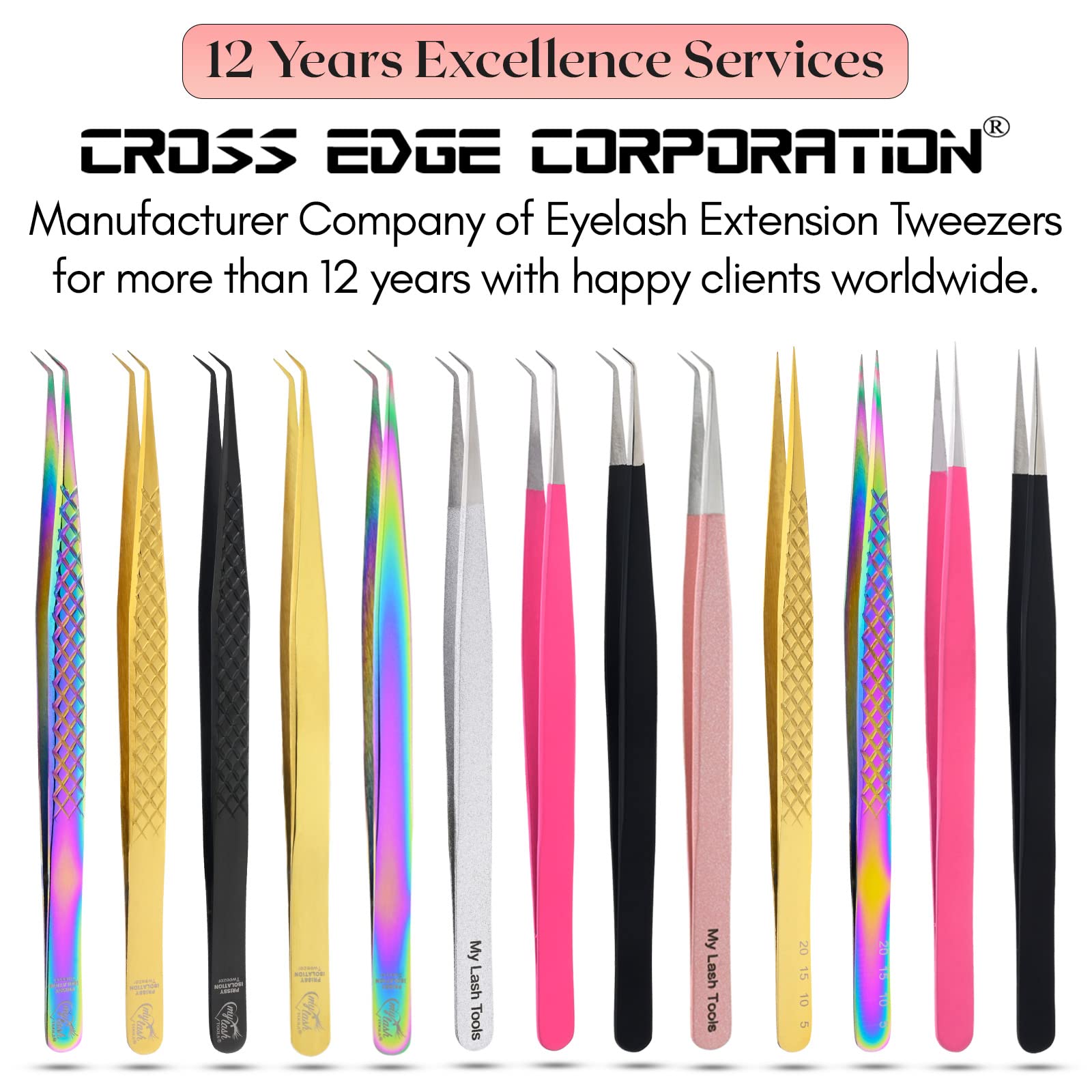 Isolation Lash Tweezers for Eyelash Extensions – 14cm Curved Tweezer, Japanese Stainless Steel, Best for Individual Isolation & Classic Lashes, Eyelash Twisers (Blush Pink)