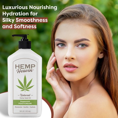 Hemp Heaven Hemp Foot Cream - Lotion Tea Tree Scent - Natural Hemp Seed Oil, Paraben-Free, 18 oz, Made in USA, Nourishing for Men & Women, EWG Verified, Anti-Aging