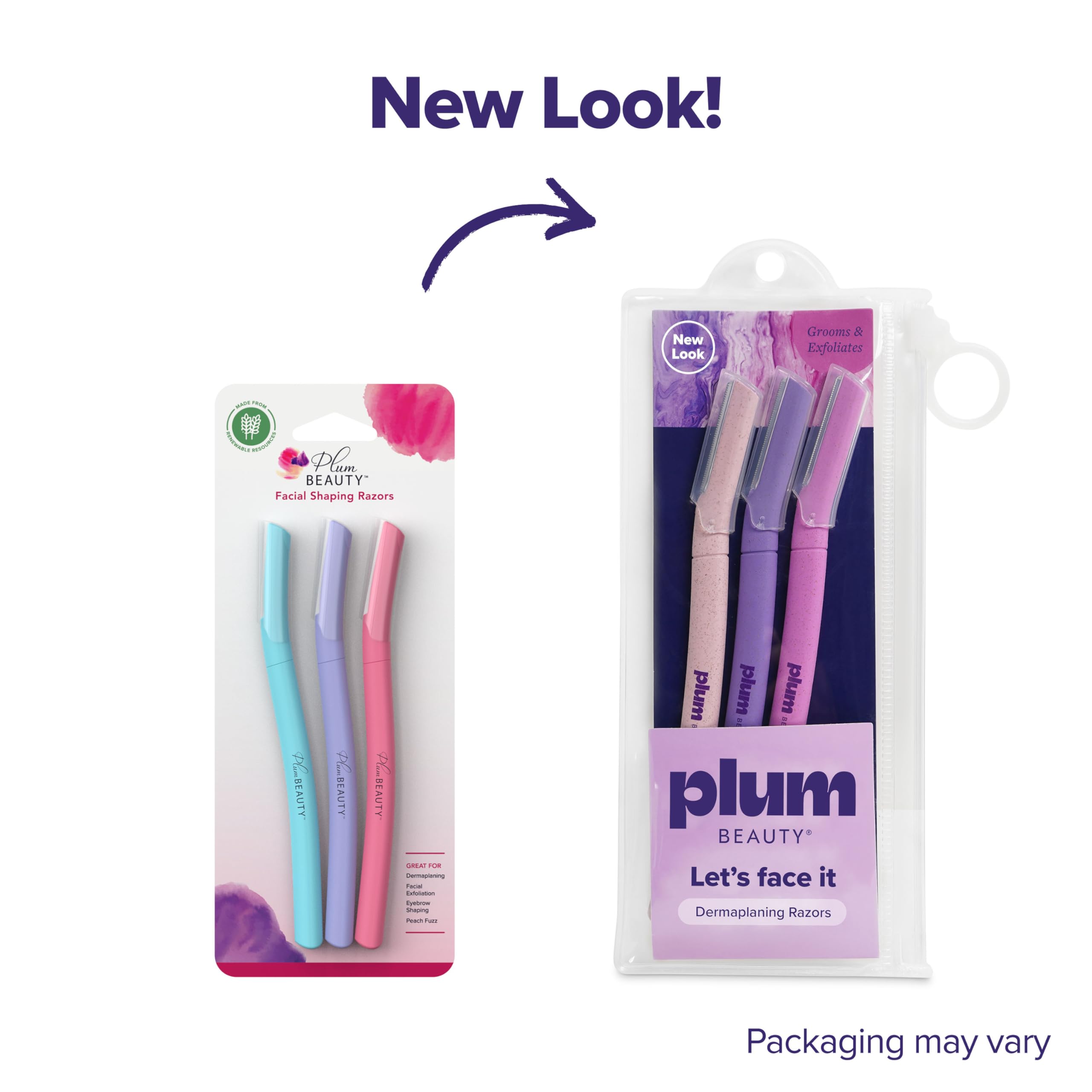 Plum Beauty Face Razors for Women, Eyebrow Razor & Brow Shaper
