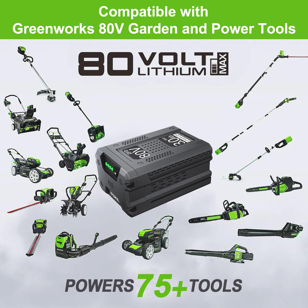 FSKE 3.0Ah Replacement for Greenworks 80V Battery GBA80200 GBA80250