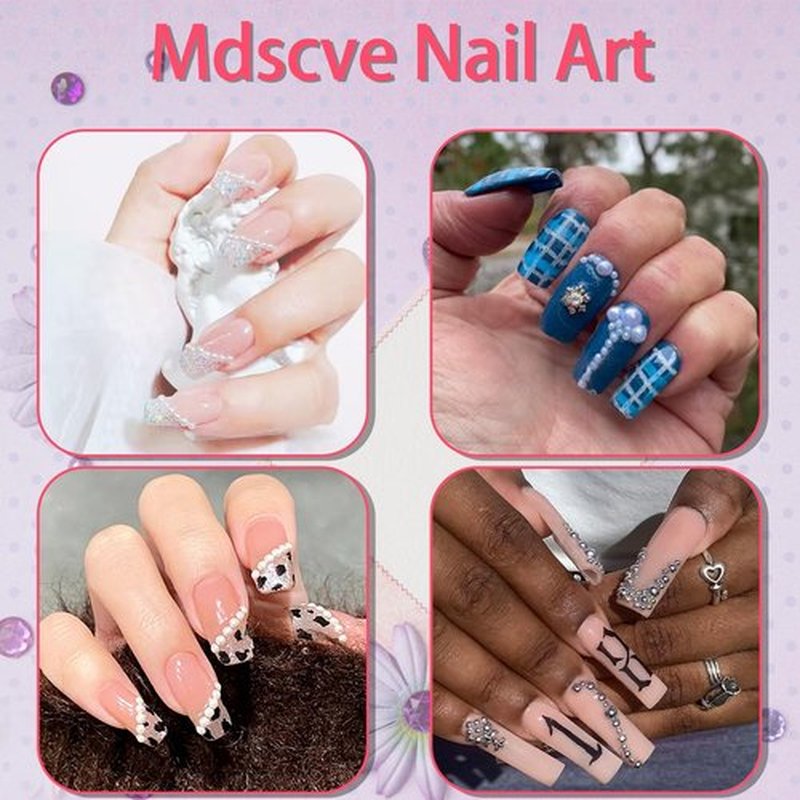 Mdscve 6100Pcs Nail Pearls, Flatback Pearls for Crafting Half Pearl for Makeup Nail Beads for Crafts DIY Pearl Charms Nails Decorations with Tweezer and Picker Pencil (AB Light Pink)