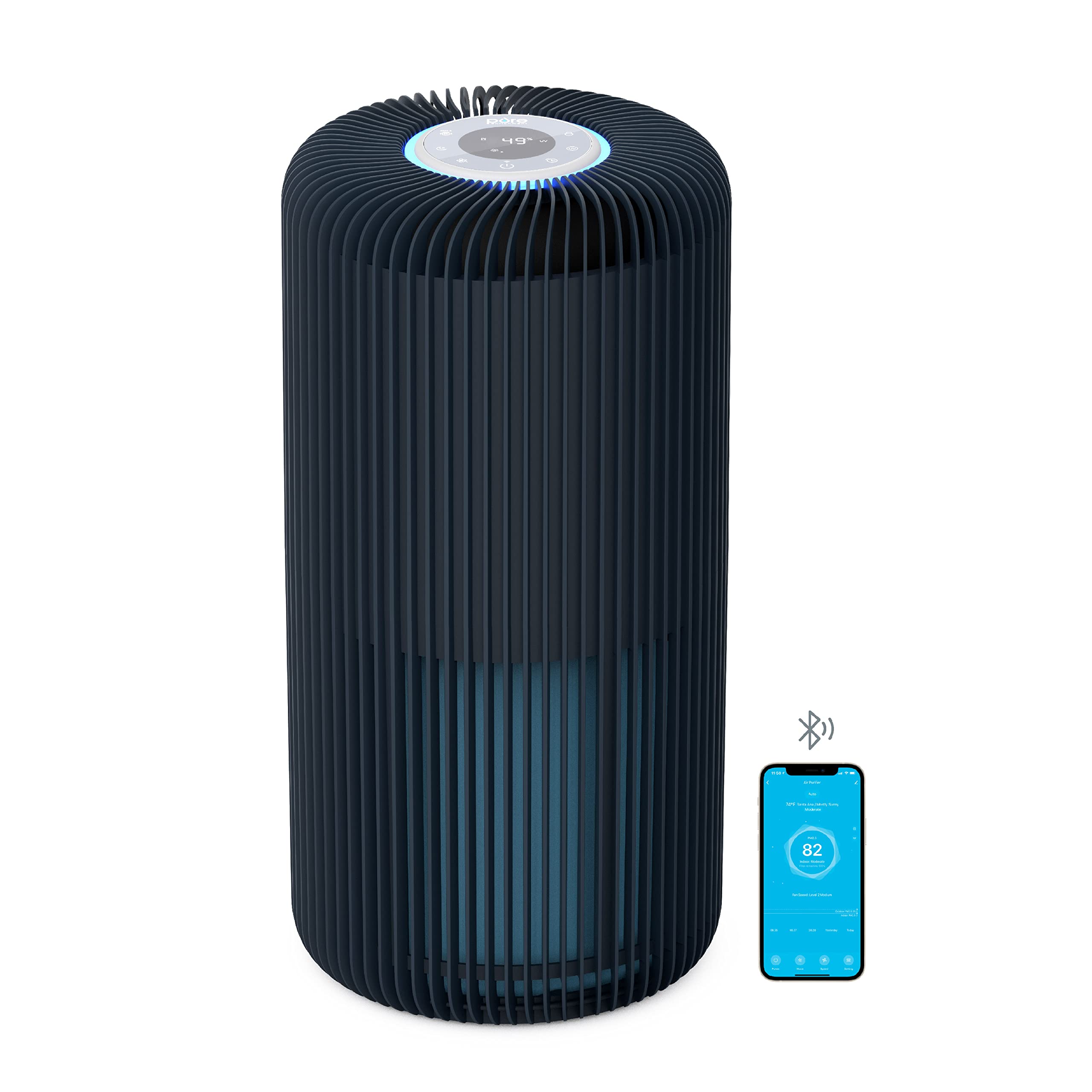 Pure Enrichment PureZone Turbo Smart Air Purifier for Large Rooms (1050 sq. ft. in 30 min.) - 5 Stage Filtration, Smartphone Compatible, Traps Germs, Smoke, & Dust (Graphite)