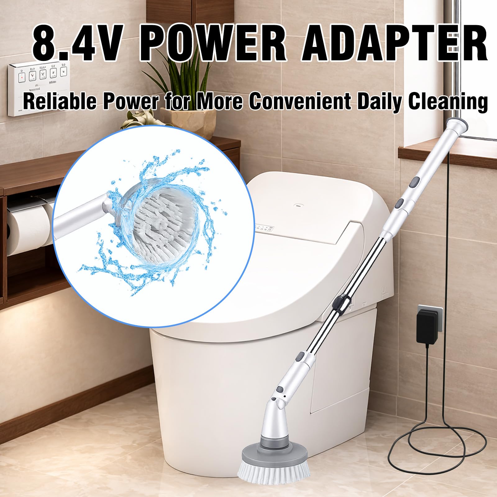 8.4V Adapter Charger Compatible with Casabella 8501010 Spin Scrubber, Power Supply Cord for 7.4V 2000mAh Battery