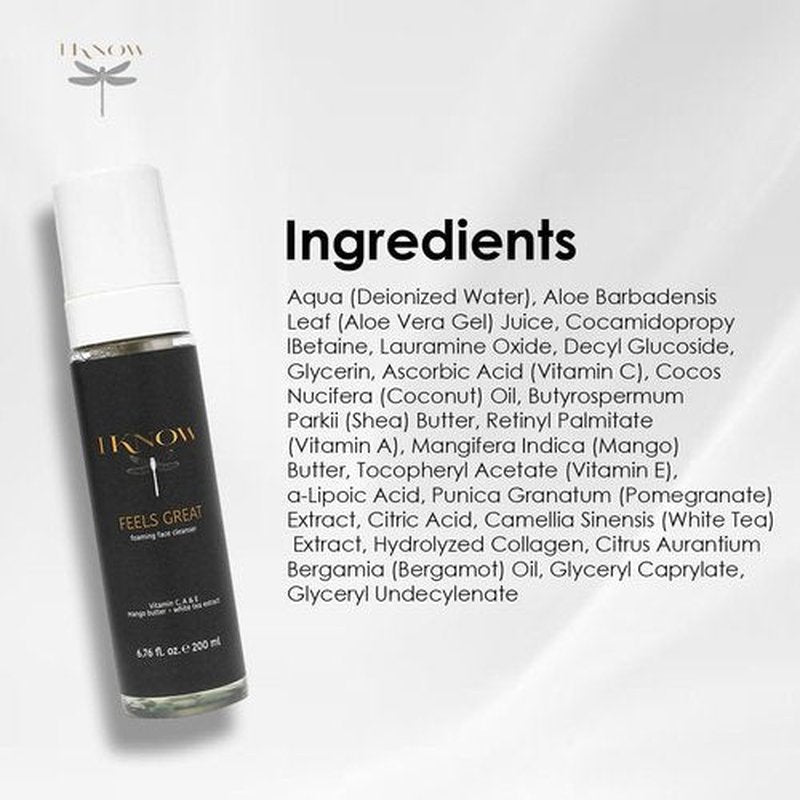 IKNOW FEELS GREAT Foaming Face Cleanser, Gentle Facial Cleanser for Deep Cleansing, Refreshing Skin Care, and Daily Face Wash, Hydrating and Moisturizing Face Wash (6.76 OZ)