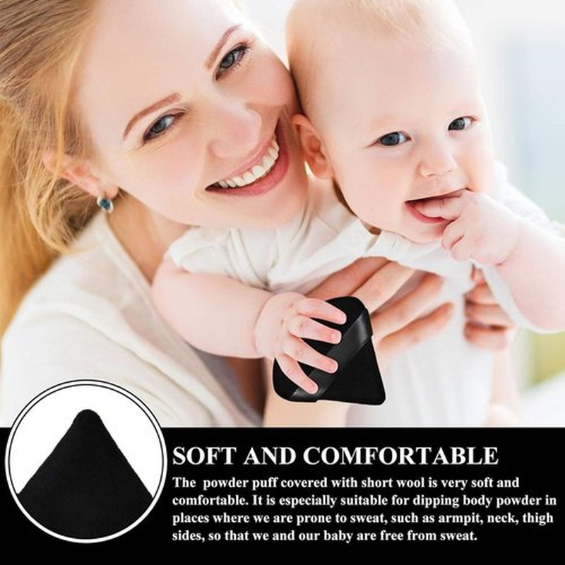 Maitys Powder Puff - 12 Soft Triangle Makeup Sponges for Loose Powder | Washable & Reusable (Black & White)