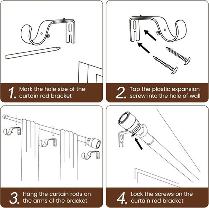 Hradecti Silver Curtain Rod - Heavy Duty Adjustable Telescopic Design | Fits 30-144 Inch Windows