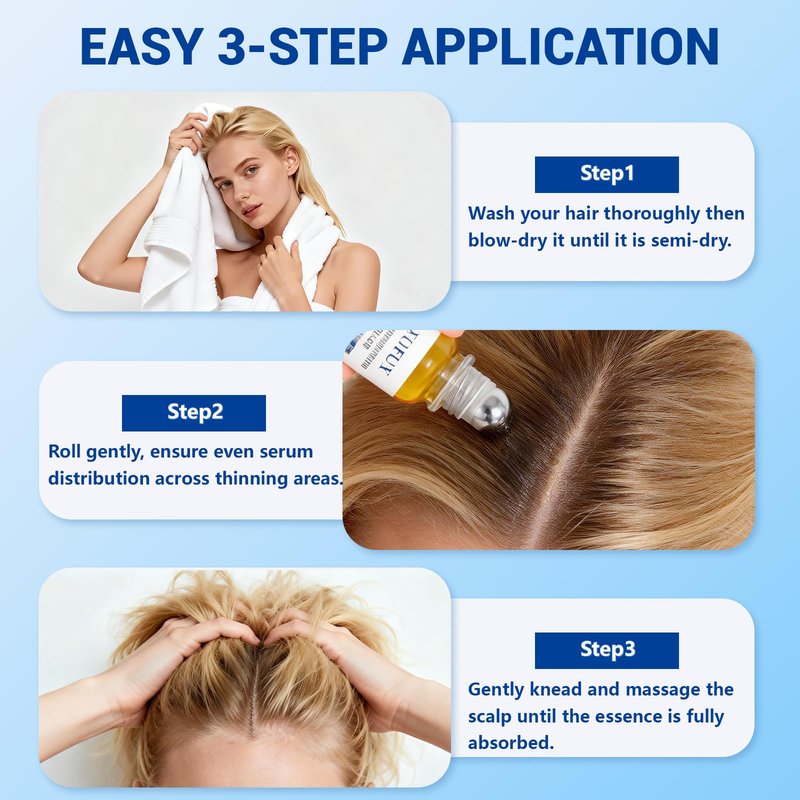 YUFUY Hair Growth Serum Roll On 30ML, With 3% Batana Castor 2% Biotin Niacinamide 3% Rosemary Oil for Hair Growth No-Rinse, Fast-Absorbing Scalp Serum For Thinning Hair for Men & Women -1.0 Fl OZ