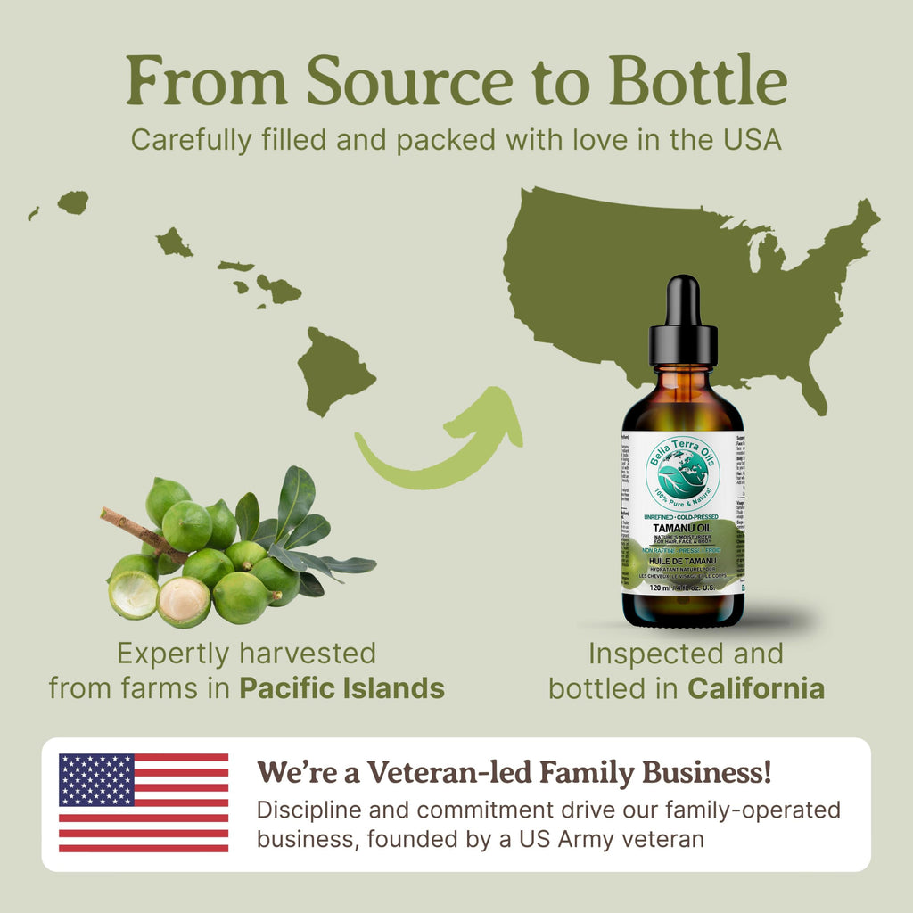 Bella Terra Oils - Natural Tamanu Oil 16 oz - Harness the Power of Nature, Infused with Stearic Acid & Calophyllolide, Perfect Choice for Luxurious Skin Nourishment