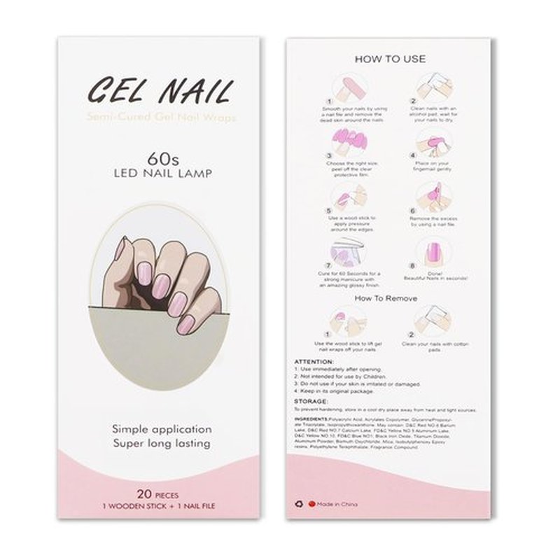 JMEOWIO Gel Nail Stickers Pink Cat Eye Semi Cured Gel Nail Strips Wraps UV/LED Nails Art Design Decoration Accessories