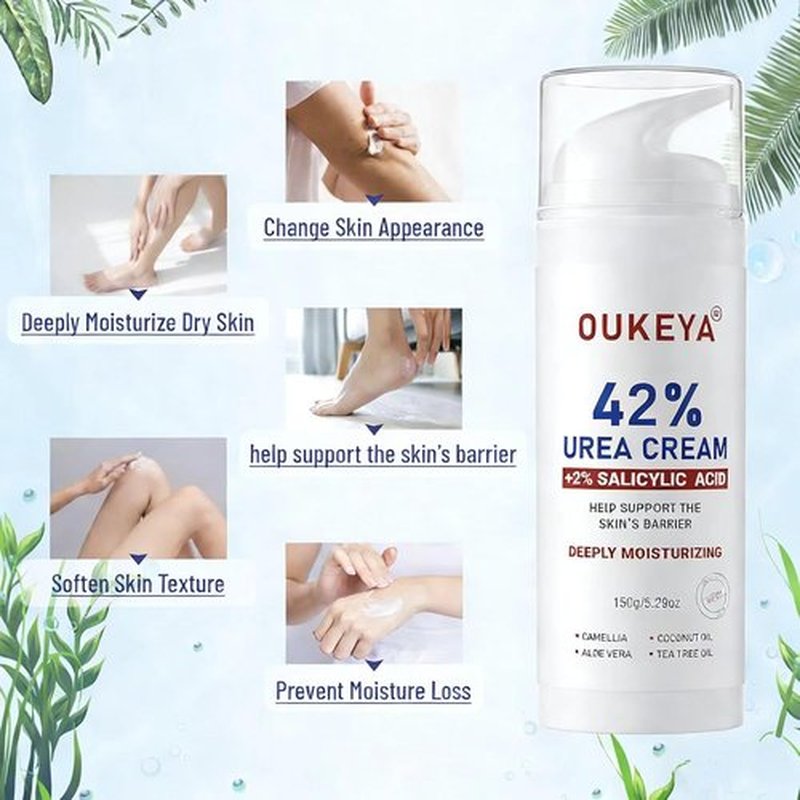 OUKEYA Urea Cream 42% - Moisturizing Foot Cream with 2% Salicylic Acid for Dry Skin | 5.29 Oz