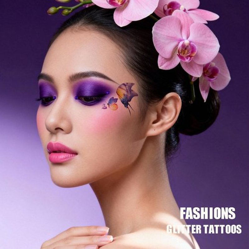 Glitter Butterfly Temporary Tattoos Sticker for Women Girls Eye Face Makeup Decoration, Flash Fairy Body Art Shiny Butterflies Waterproof Fake Tattoos for Festival Party(Butterfly Gem Stickers)