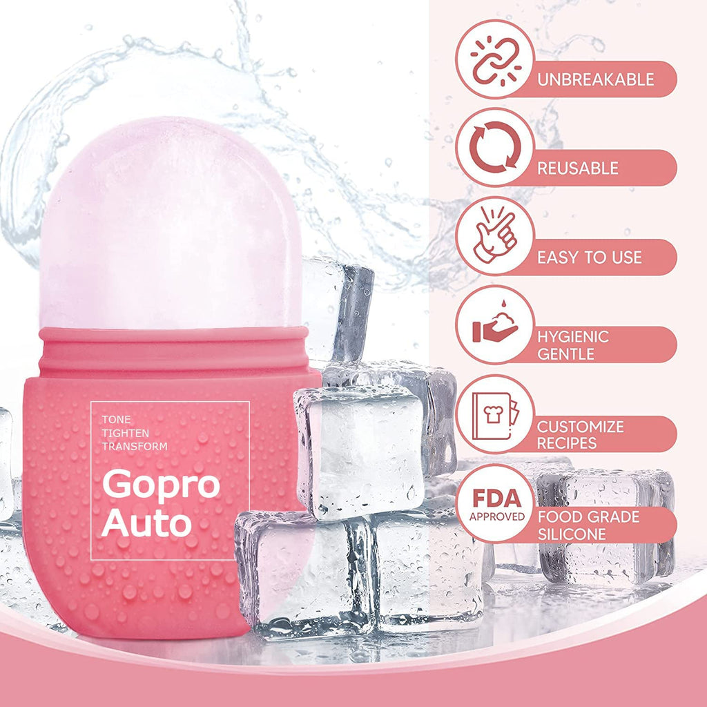 Cube Ice Roller for Face, Ice Facial Roller for Eyes Neck Naturally Tone and Tighten Skin, De-puff Eye Bags, Add a Healthy Glow Cryotherapy Enhance Skin Elasticity (Light Pink）