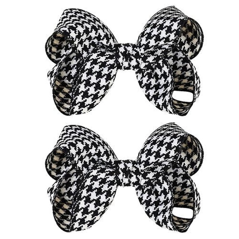 Black Plaid Hair Bow Clips for Women, Houndstooth Big Bows Clip Pigtail Barrettes for Girls, Christmas Valentine Xmas Party Hairpins, Cute Accessories for Hair Styling 2Pcs