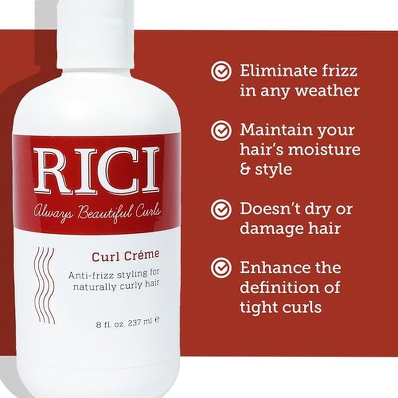 RICI Curl Creme - Anti-Frizz Styling Cream for Naturally Curly Hair | 8 Fl Oz Size