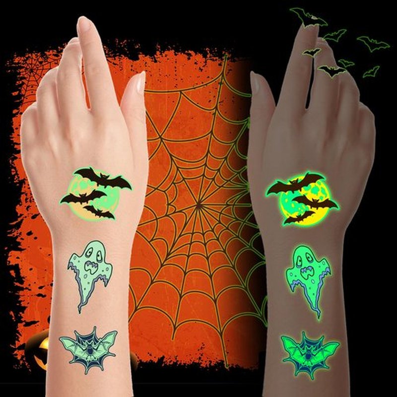 For Halloween Party Favors Supplies - 102 PCS Glow-in-the-Dark Individually Wrap Temporary Tattoos for Kids - Perfect Birthday Party Decorations Favors, Halloween Gifts Goodie Bag Fillers