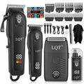 Hair Clippers for Men, 4-Piece Professional Grooming Kit Includes Hair Clipper, LED Power Display,Detail Trimmer and Nose Trimmer, Complete Cordless Set for Home Barber Use (Black)