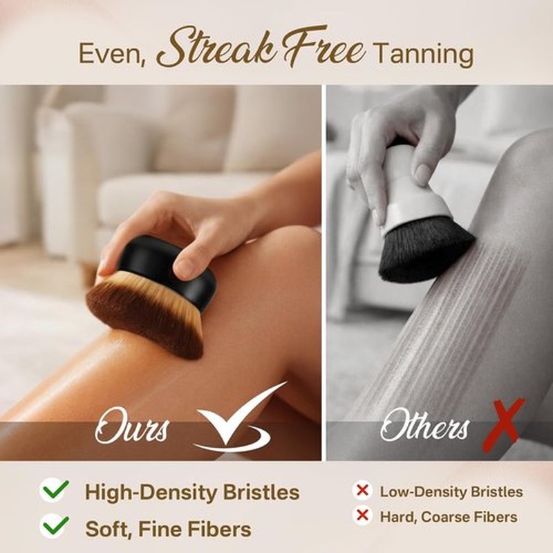 Skiennix Kabuki Self Tanner Brush - Large Vegan Body Makeup Brush for Even Coverage | Soft, Dense & Ideal for Mousse, Lotion & Foam