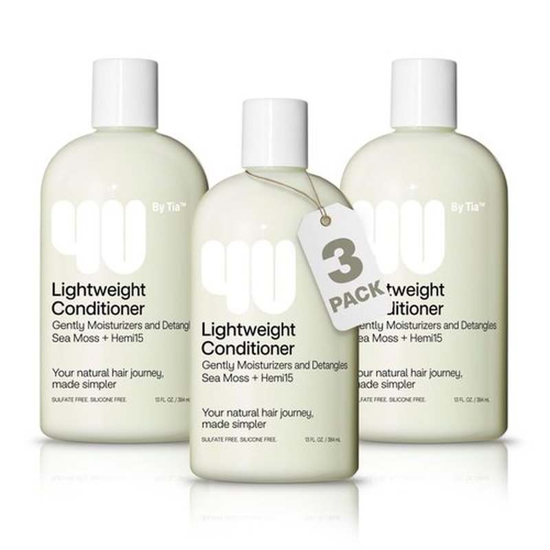 4U by Tia Lightweight Detangling Curl Conditioner for Curly Hair 3 Pack - Wavy, Kinky, Coily 3A–4C Strands - Hemi15 & Sea Moss, Sulfate-Free - Curly Hair Conditioner for women with Natural Ingredients