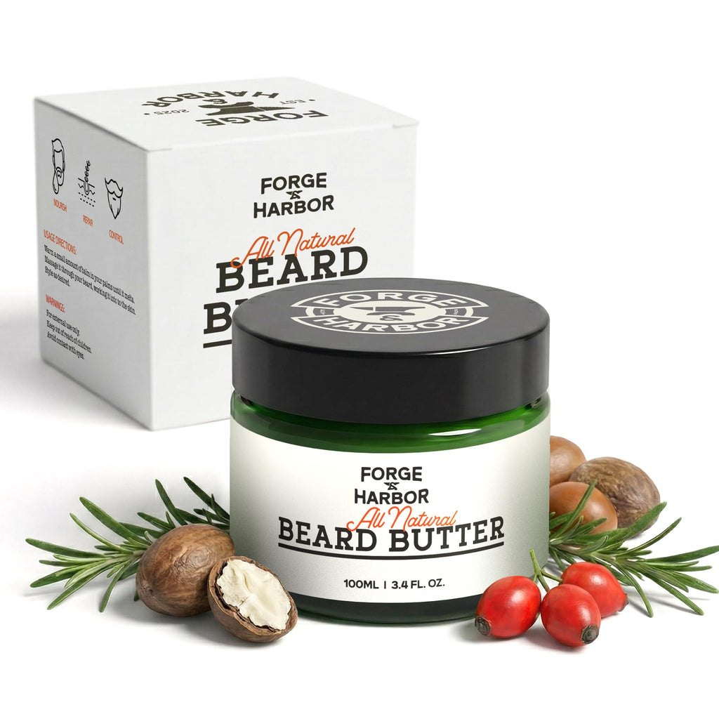 All Natural Beard Butter | Anti-flake, Anti-itch, Light Hold, Hydration & Growth Support | Beard Conditioner & Softener with Shea Butter, Beeswax, Rosehip, Castor & Argan Oils (3.4 Fl Oz (Pack of 1))