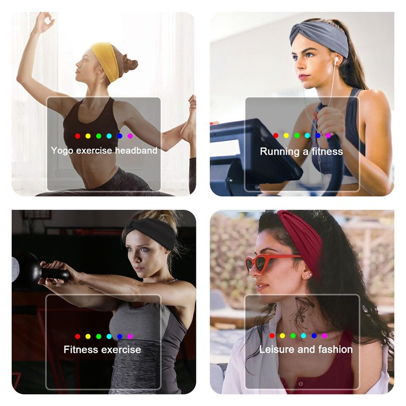 XTREND 4 Packs Wide Headbands for Women Fashion Head Wraps Boho Printed Hair Stretchy Knotted African Headbands Suitable For Outdoor Sport Yoga Girls Bandeau Hair Accessories