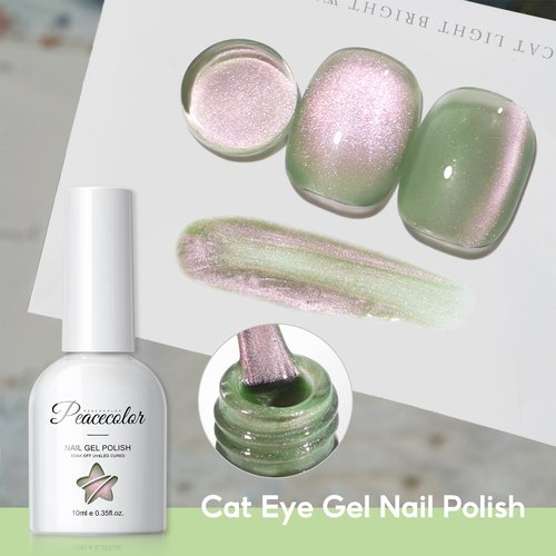 PEACECOLOR Cat Eye Gel Nail Polish Set, 6 Colors Glitter Red Green Purple Nude Sparkle Gel Polish Set Soak Off U V Lamp Magnetic Nail Polish Kit Gifts for Women DIY Home Salon