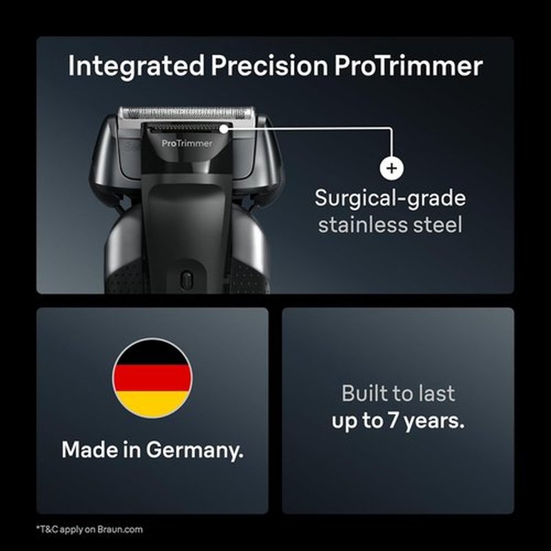Braun Series 8 8560cc Electric Razor - 4+1 Shaving Elements & Precision Trimmer | Wet & Dry, 60 Min Runtime