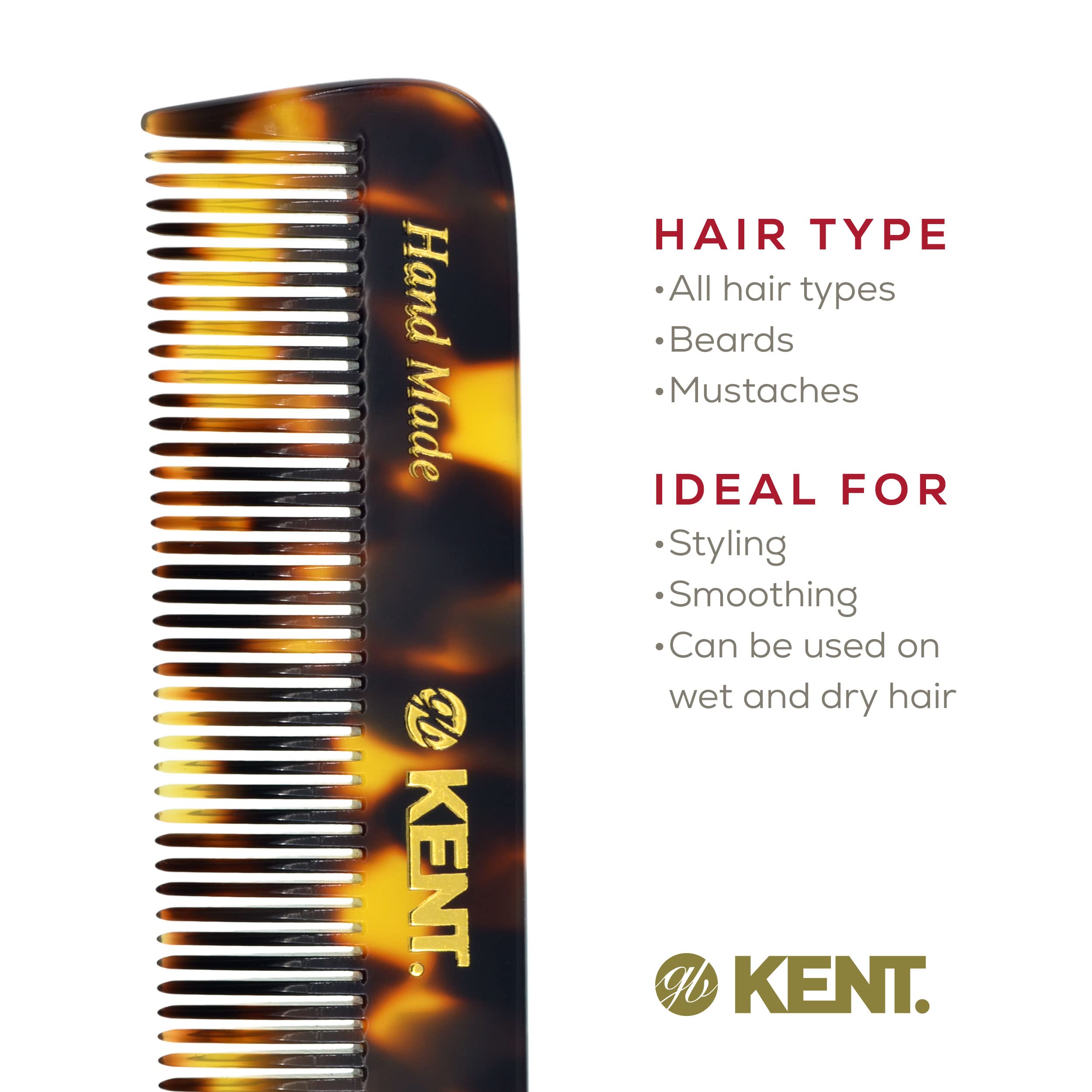 Kent 81T FOT Tokyo Yellow Beard Pocket Comb Set for Men - Beard Kit for Travel and Home, Mustache Comb for Men, Mini Comb Beard Combs for Mens Grooming, Sawcut Hand polished Made in England