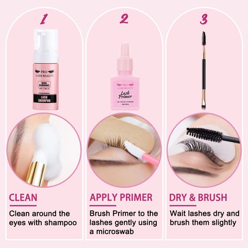 Lash Primer for Eyelash Extensions, 15ML Eyelash Primer, Lash Extension Primer Pre-Treatment Protein Clean Natural Lashes Increase Glue Bonding Retention Special Dropper (Clear, 15ml)