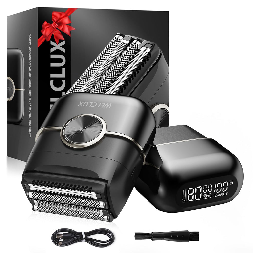 Electric Foil Shaver for Men: Portable Electric Razor for Beard/Face - 3 Floating Blade LED Display USB-C Fast Rechargeable