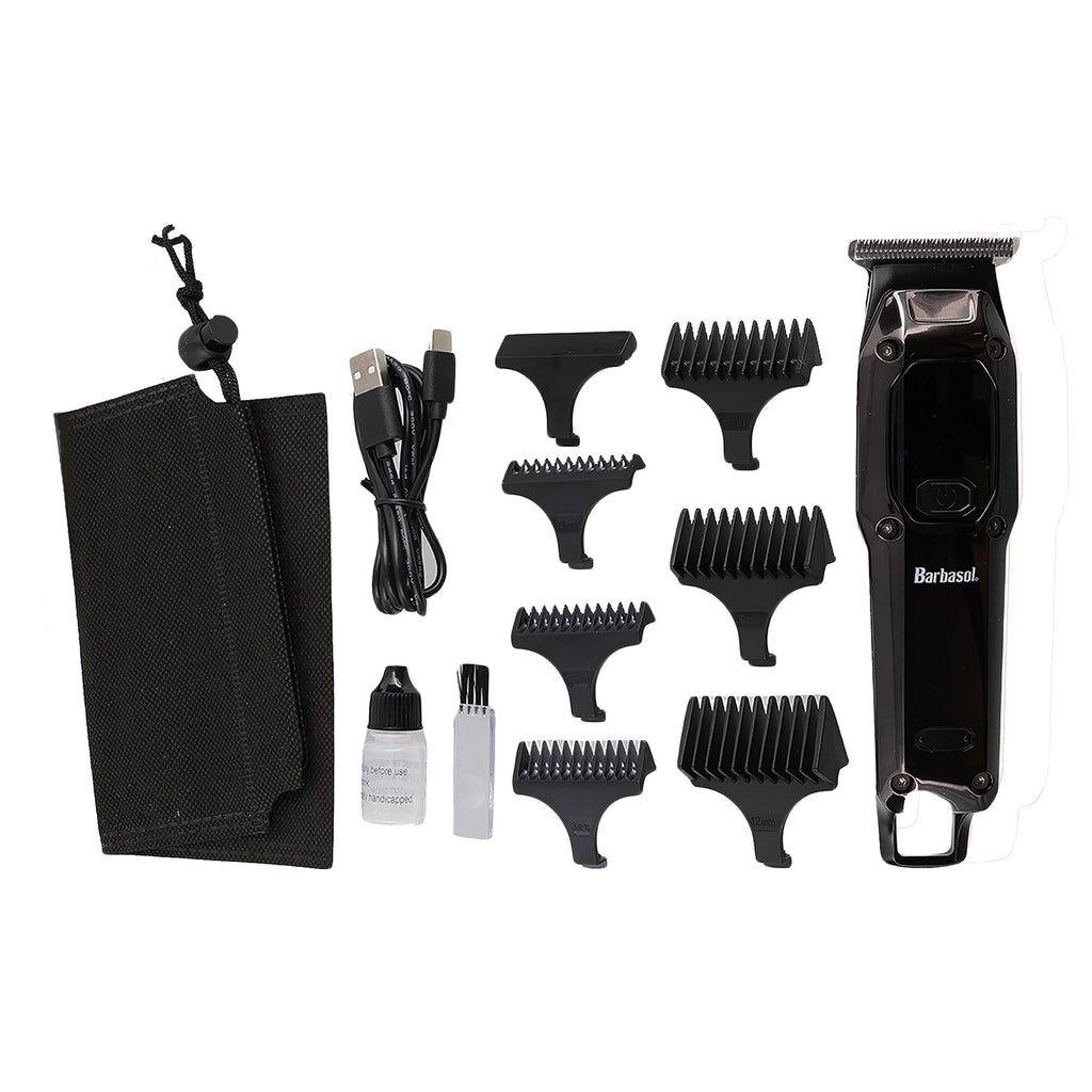 Barbasol T-Blade Trimmer, Rechargeable Hair and Beard Trimmer for Men, Dual Speed Hair Trimmer with 6 Clipper Guide Combs, LED Display, Clipper Oil, Brush, & Travel Bag