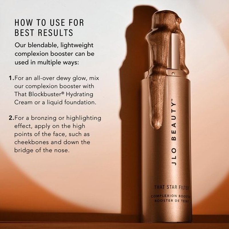 JLO BEAUTY Complexion Booster Highlighter & Bronzer - Lightweight Skin Tint for Dewy Glow | Pink Champagne, 1 Fl Oz