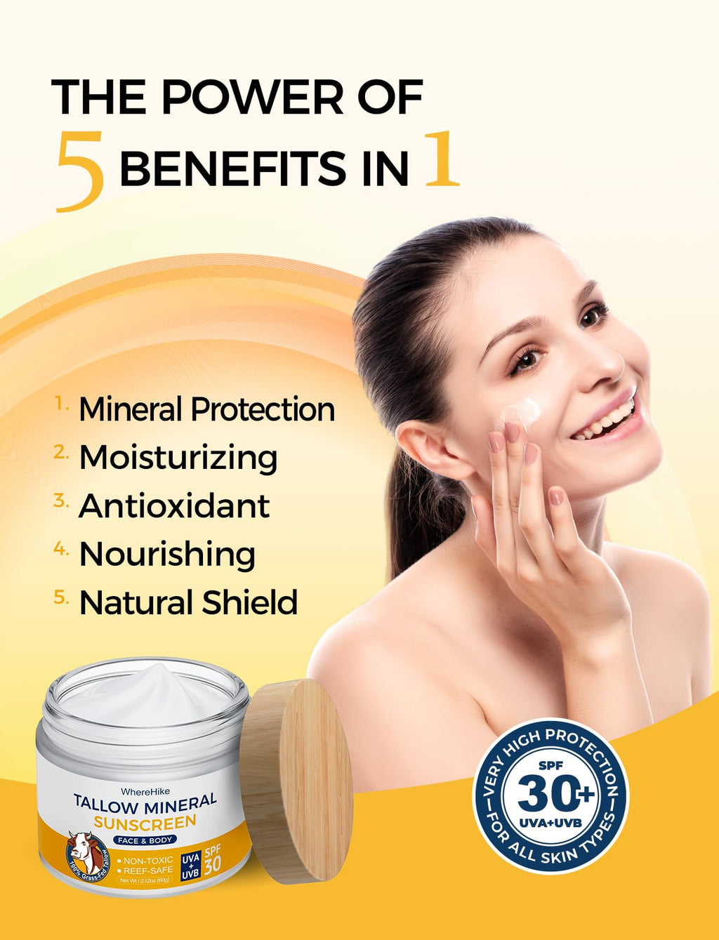 Stilip Beef Tallow Sunscreen Organic SPF 30 with Zinc Oxide,Non-Toxic 2-in-1 Moisturizer & Mineral Sunblock | Reef Safe, Chemical-Free,Lightweight, Clean Formula for Sensitive Skin.