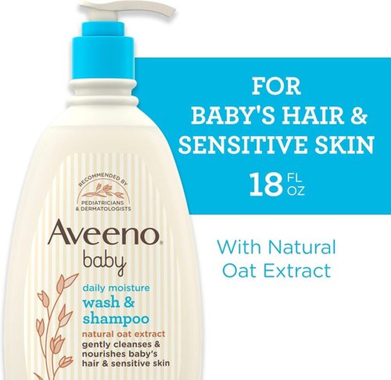 Aveeno Baby Daily Moisture Body Wash & Shampoo - 2-in-1 Gentle Formula with Oat Extract, 18 fl. oz