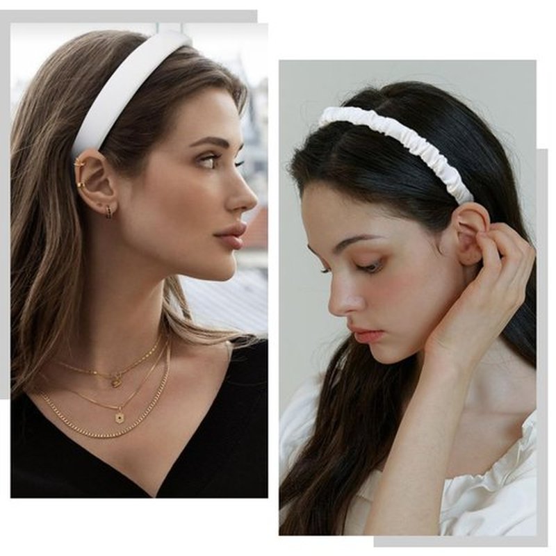 TEBIEKOY 3PCS Headbands for Women & Girls - White Pearl Non-Slip Wide Padded Headbands - Cute & Vintage Women's Hair Accessories