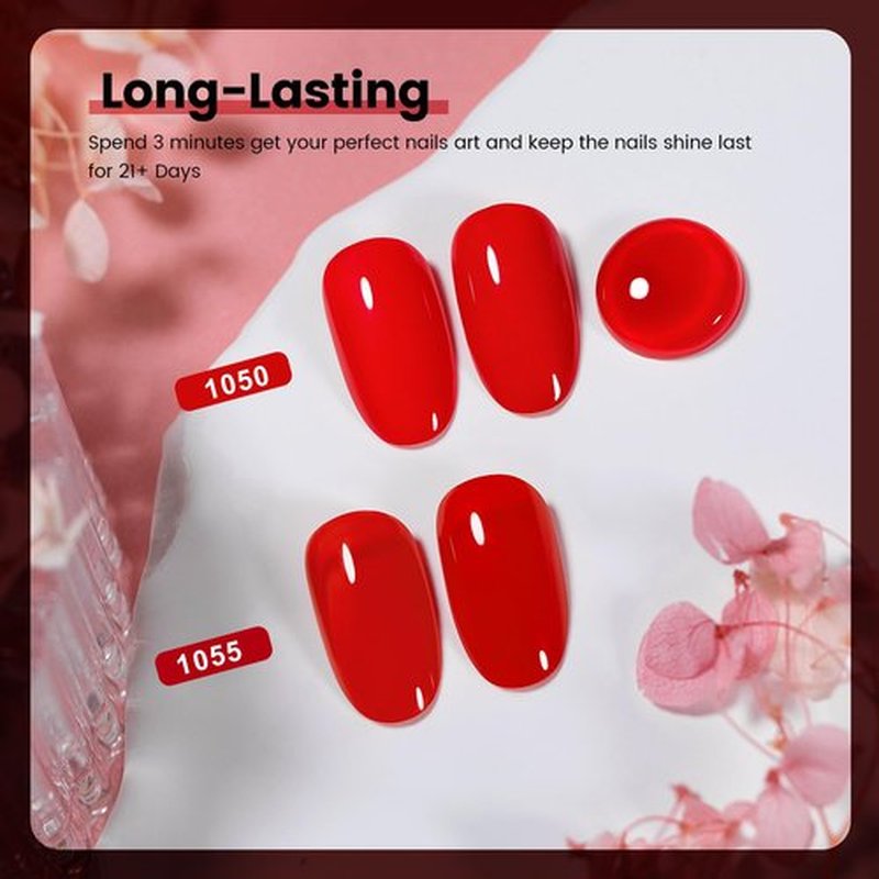 RARJSM Red Gel Nail Polish Set - 2pcs Bright Red Air Dry Lacquer & Opaque Gel for DIY Nail Art | 15ml