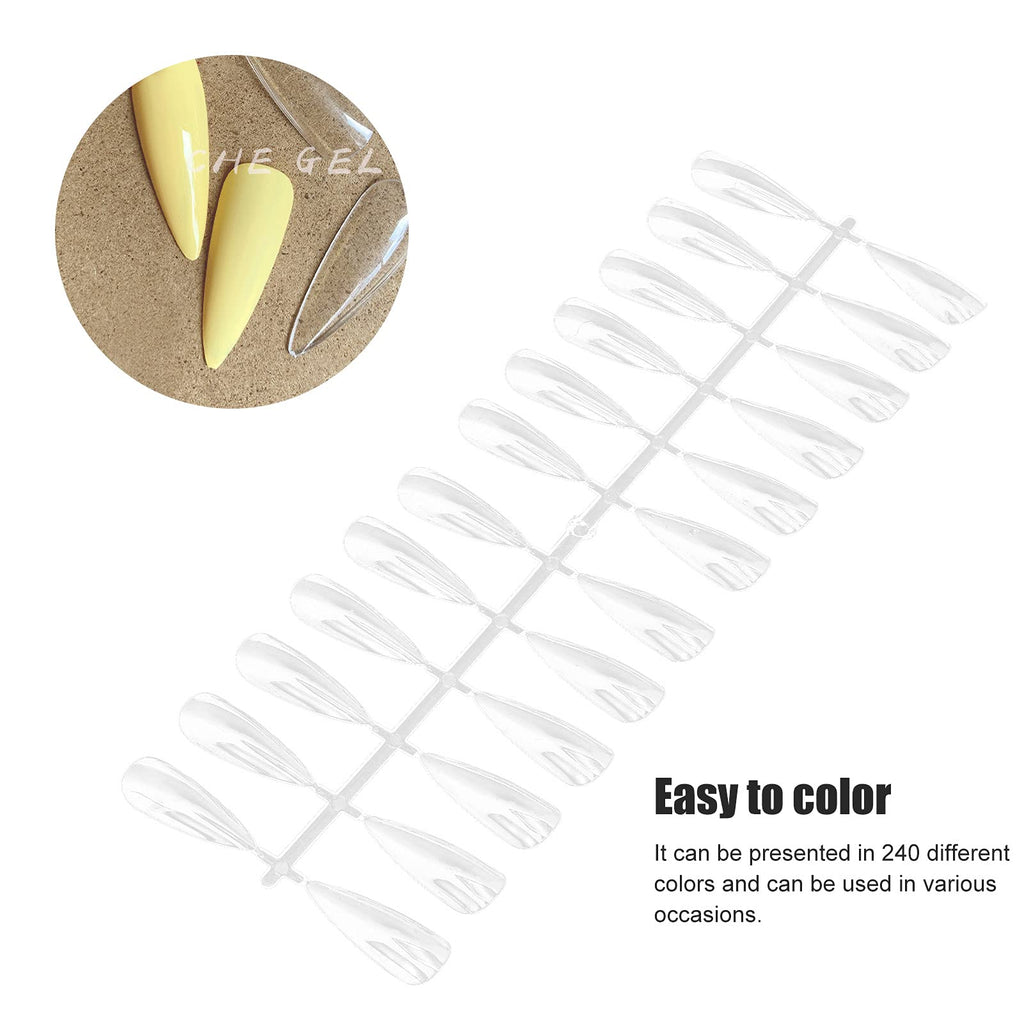 240pcs Transparent Nail Sticks for Nail Art Polish Display Tips, Durable & Portable Manicure Supplies,Transparent(Long tip 240 pieces)