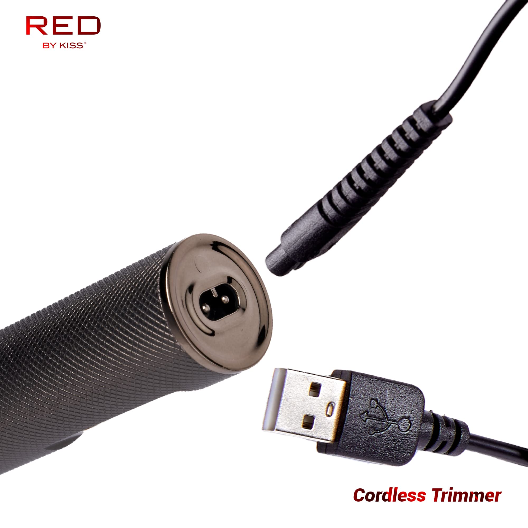 Red by Kiss Hair Trimmer for Men Precision Blade Cordless Trimmer Mens Grooming Kit (Cool Gray)