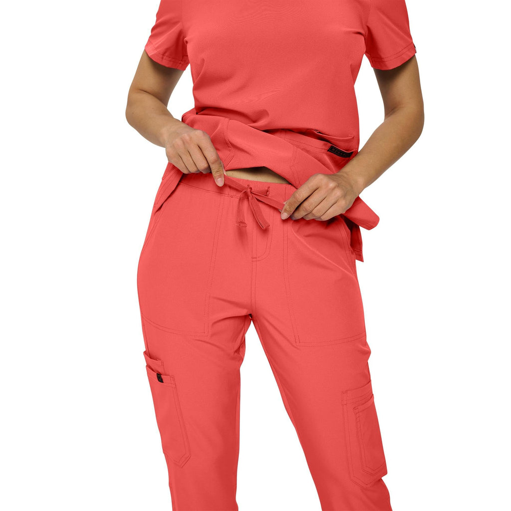 Monarch Uniforms Scrub Sets in Regular and Petite Stretchy Scrubs for Women Set of Scrub Top and Scrub pants-(CORAL)-XL, X-Large