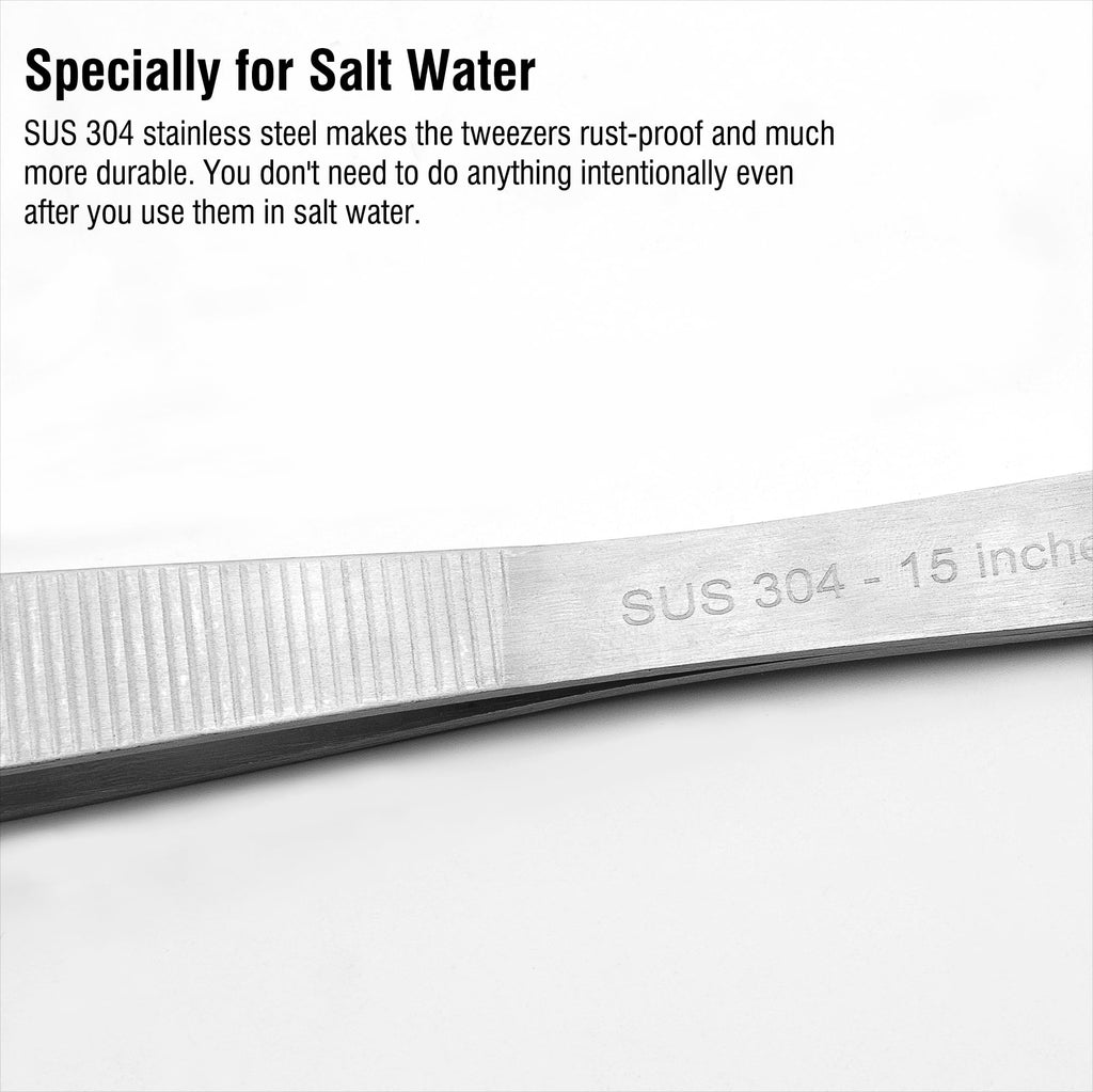 Dxobay 2Pcs 15 inch Extra Long Rustproof Tweezers for Salt & Fresh Water, Heavy Duty Reptile Feeding Tongs for Aquarium & Terrarium, Large Metal Snake Feeding Tongs, SUS 304 Stainless Steel Tweezers