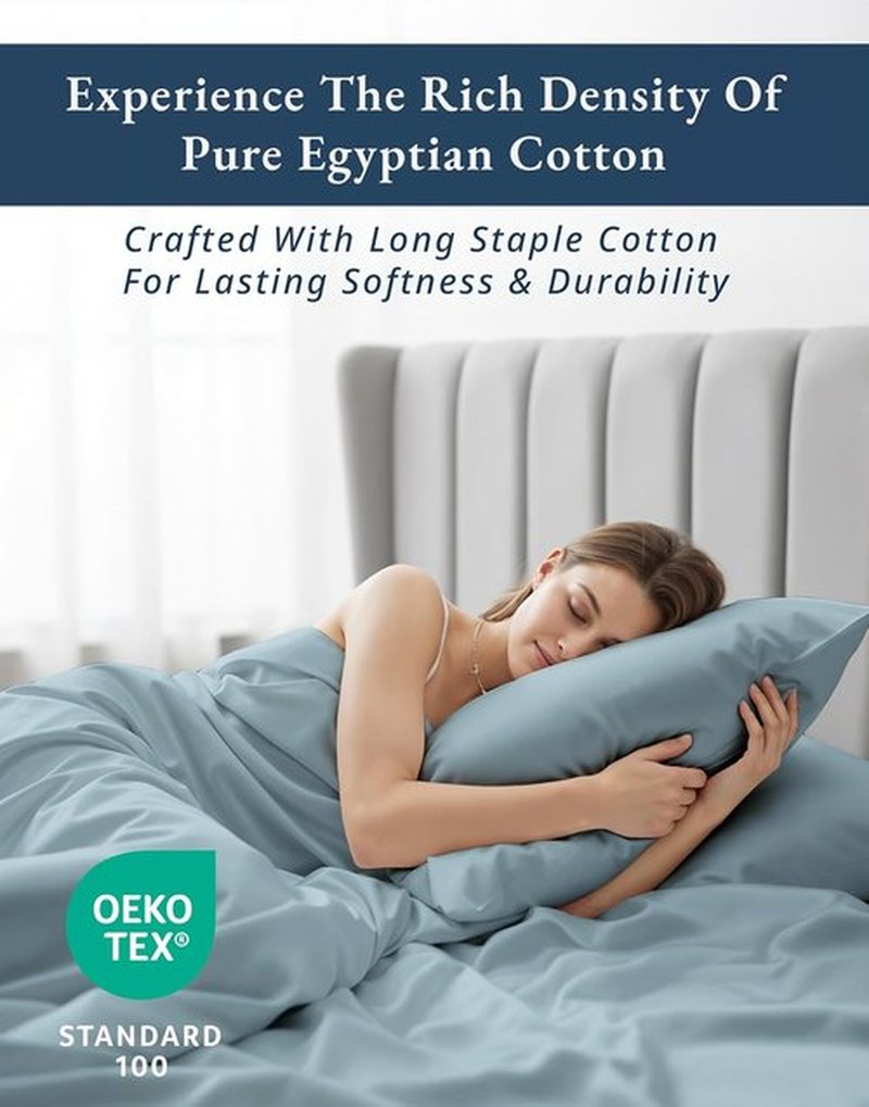 LANE LINEN Ultra Soft California King Sheets Set - 100% Egyptian Cotton, Hotel-Like Luxury in French Blue