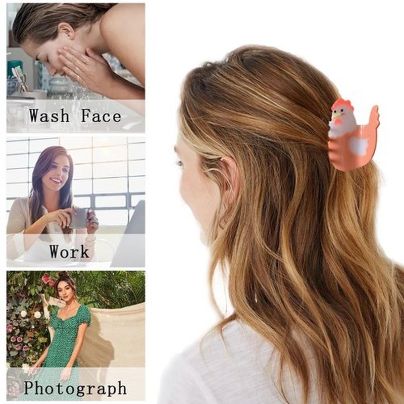 KuuGuu Chicken Claw Hair Clip, Korean Super Cute Animal Hair Clip Acetate Acid Anti-Slip Design Cartoon Barrettes 2024 New Interesting Big Hairpin for Women Girs Hair Accessories （1 PCS-Chicken）