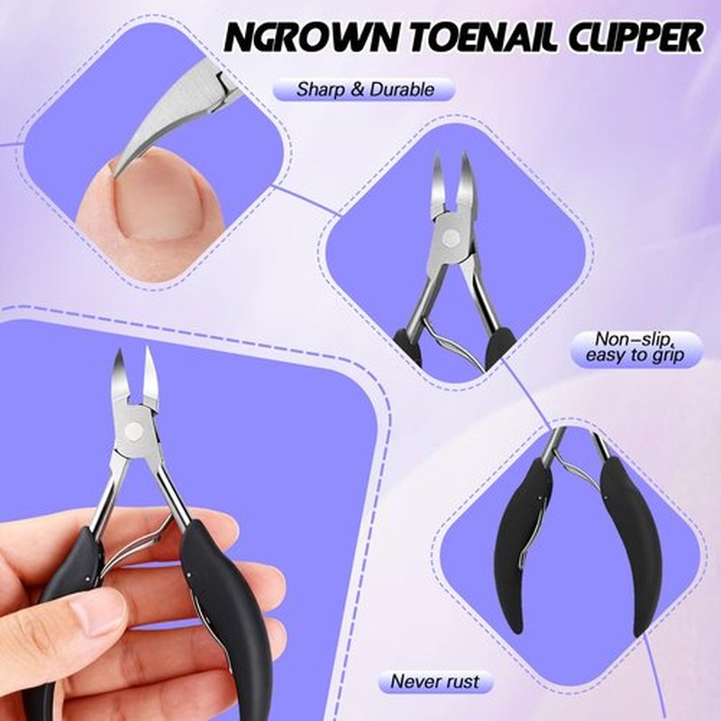 Ingrown Toenail Removal Kit, Ingrown Toenail Tool with Ingrown Toenail Strips, Curved Toenails Corrector Patch, Painless File and Lifter, Ingrown Nail Correction Home Care for Men and Women.