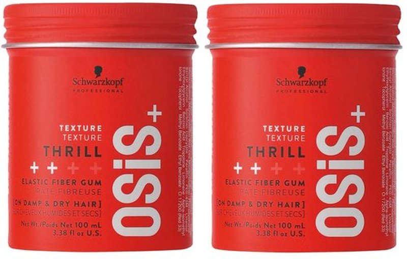 OSiS+ Thrill Fibre Gum, 2.8 oz (2 Pack) - Medium Hold Flexible Style Control – Bendable and Moldable Texturizing – Mega-Fibers and Natural Carnauba Wax for Long-Lasting Separation and Shine